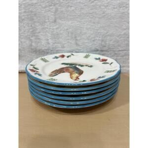 Set of 6 Epoch Collection Red Rooster Salad Plates 7.5” E812 Farmhouse Country